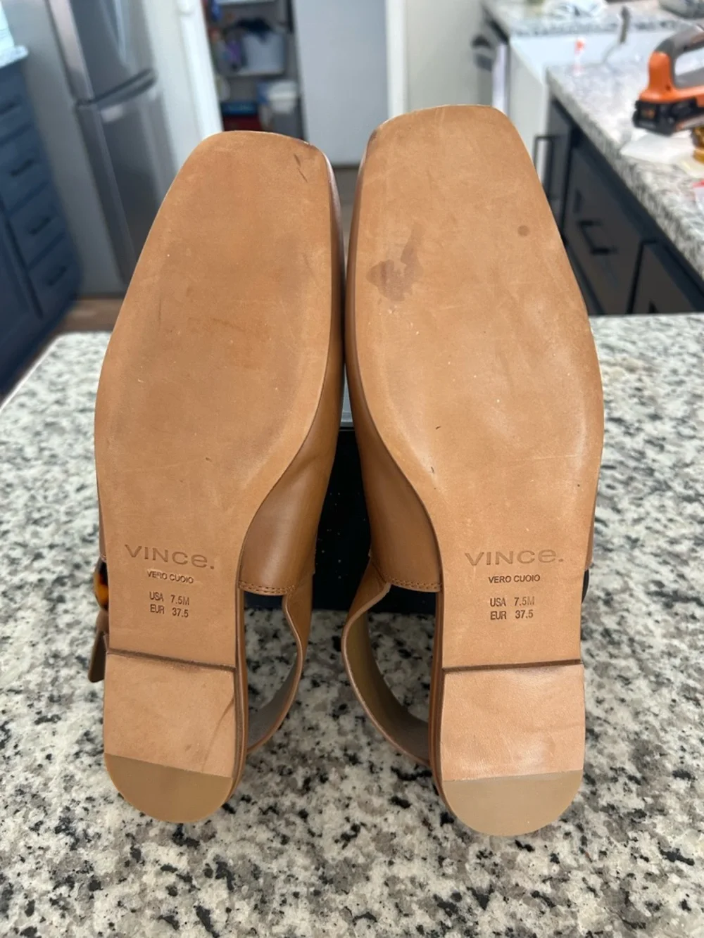 Vince Cadot Tortoise Buckle Slingback Flats Leather Peanut 7.5 - Picture 8 of 11